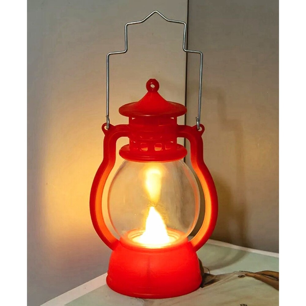 Red Halloween Trick or Treat LED Lantern Vintage Style Battery Operated NEW